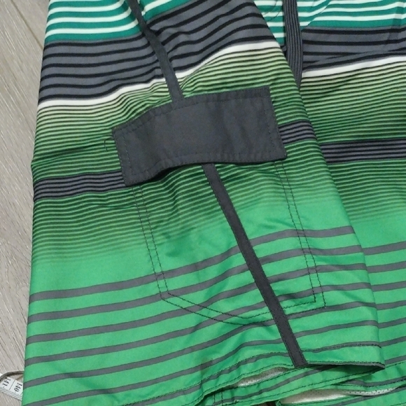 Green and Black Striped Swim Shorts - Picture 5 of 7